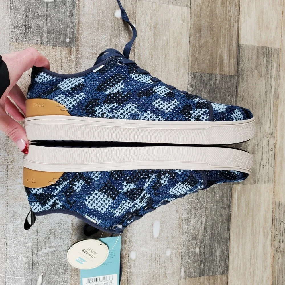 Toms Trvl Lite Low Mens Shoe Sz 12 Navy Flecktarn Camo Round Toe Casual Sneakers